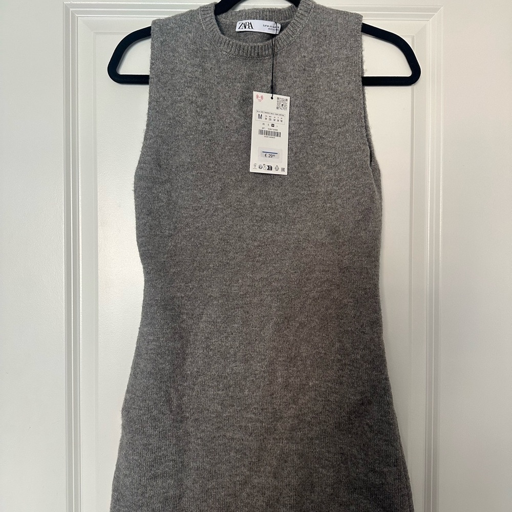 Zara Gray Sleeveless Knit Dress